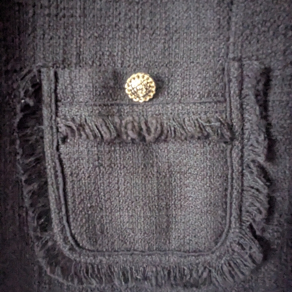 Karl Lagerfield Medium Black Tweed Blazer Jacket - Picture 7 of 16